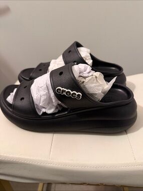 CROCS Black Dual-Strap Slide Sandals